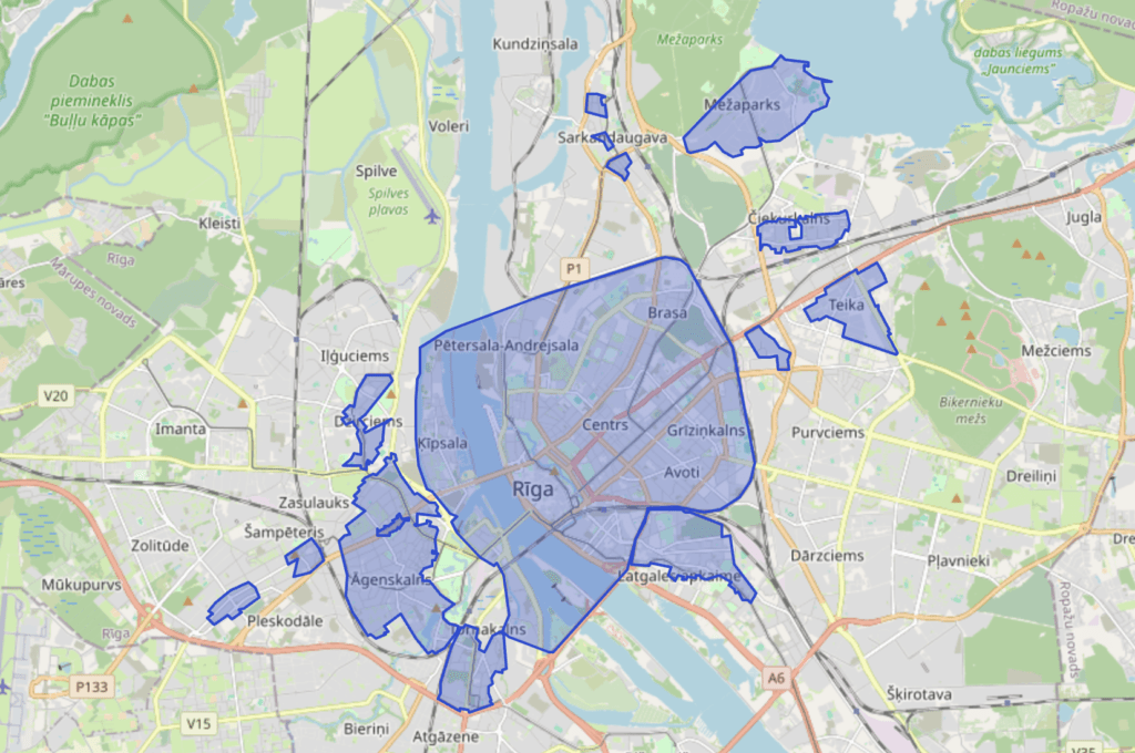 Rīgas vēsturskā centra karte